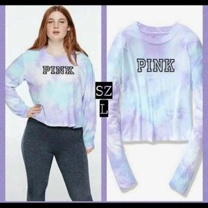 NWT VS PINK Long Sleeve Crop Top Tie Dye